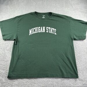 Michigan State Shirt Mens 2x Green‎ College Spell Out Minimal Design Athletics
